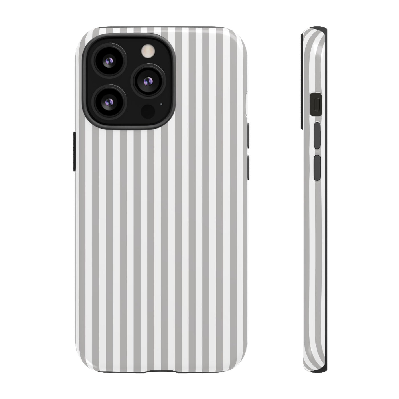 Tough Premium Ash Grey Stripes Phone Case Gift for Her - For Apple iPhone 16 Pro Max 16e iPhone 15 Pro iPhone Iphone 14 Plus 13 Pro 12 SE XR - Studio40ParkLane