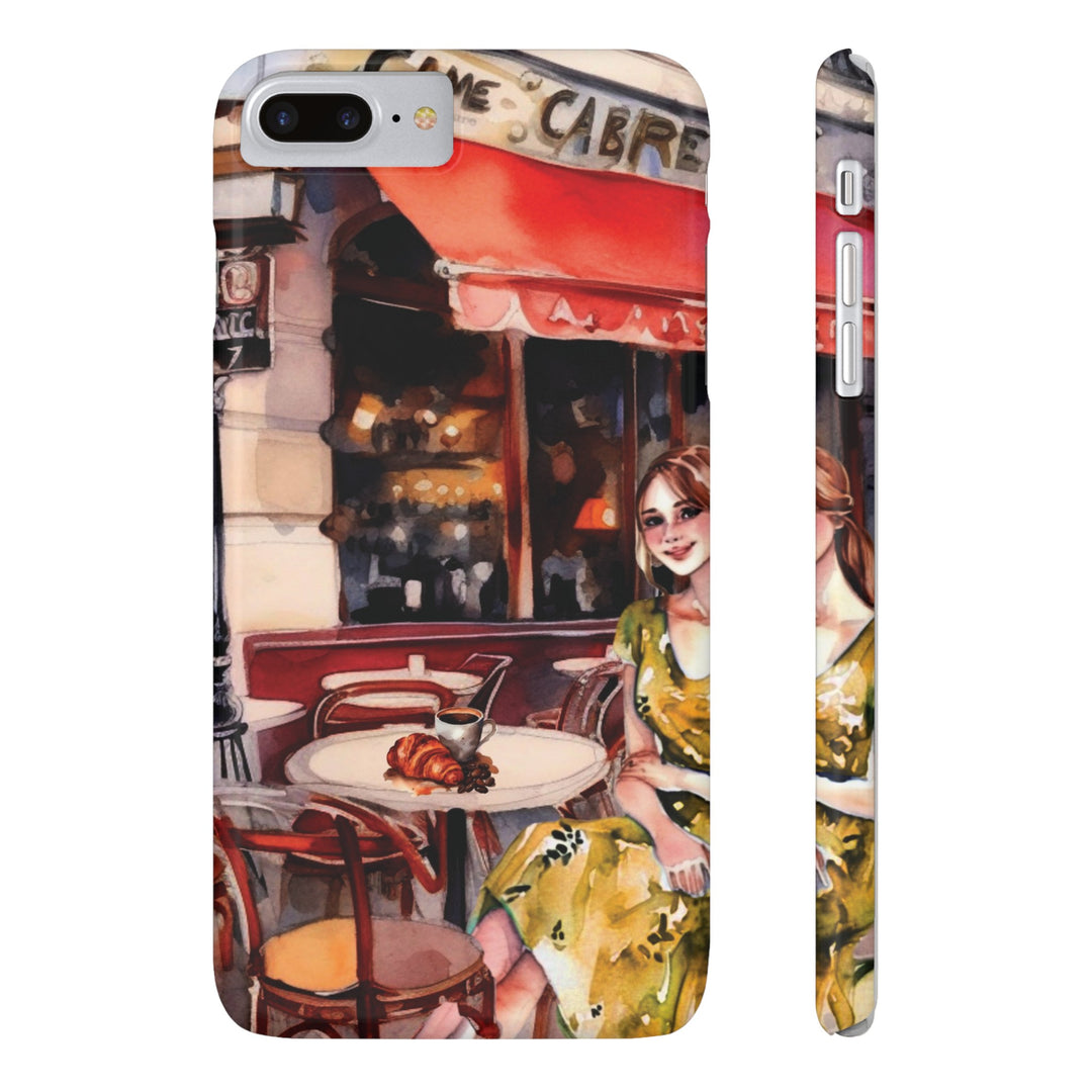 Slim Cute Phone Cases for Iphone - | iPhone 15 Case | iPhone 15 Pro Max Case, Iphone 14 Case, Iphone 14 Pro Max, Iphone 13, Paris Cafe Coffee Croissant - Studio40ParkLane