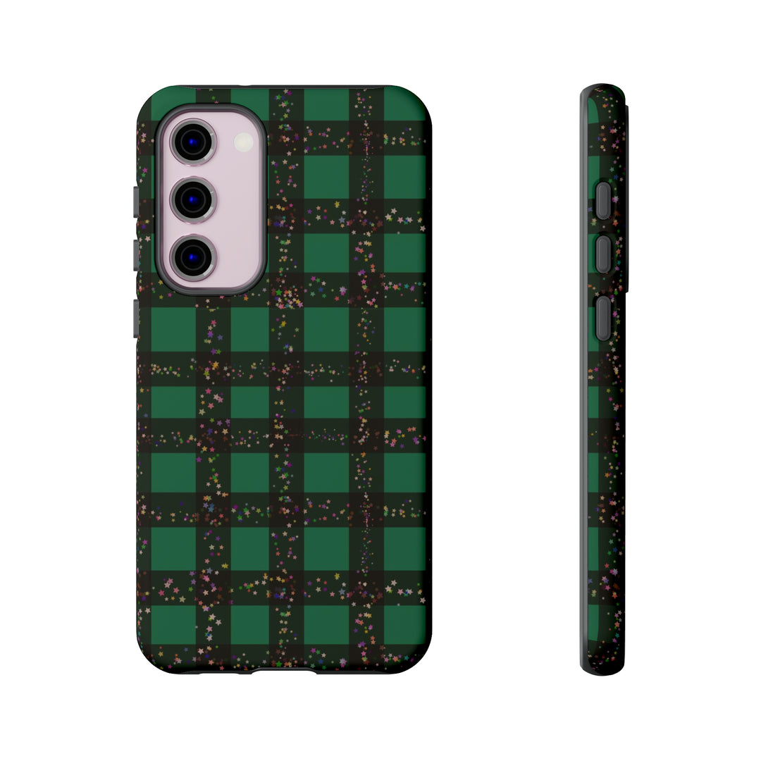 Cute Samsung Phone Cases, Designer Samsung Galaxy S23 Phone Case, Samsung S22 Case, Samsung S21 Case, Samsung S20 Case, Green Festive Plaid - Studio40ParkLane
