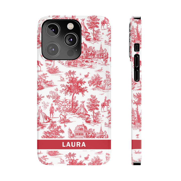Slim French Toile Personalized Initial Custom Gift for Her Cute Phone Cases for Iphone 16 Pro Max | iPhone 15 Case | iPhone 15 Pro Max Case, Iphone 14, 13, 12, 11, 10, 8, 7 - Studio40ParkLane