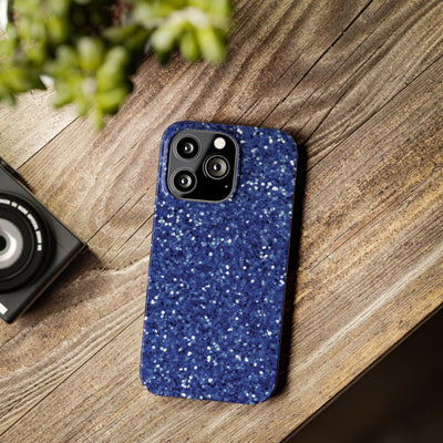 Slim Blue Muted Faux Play on Glitter Effect Cute Phone Cases for Iphone 16 Pro Max | iPhone 15 Case | iPhone 15 Pro Max Case, Iphone 14, Iphone 14 Pro Max, Iphone 13 12 11 8 7