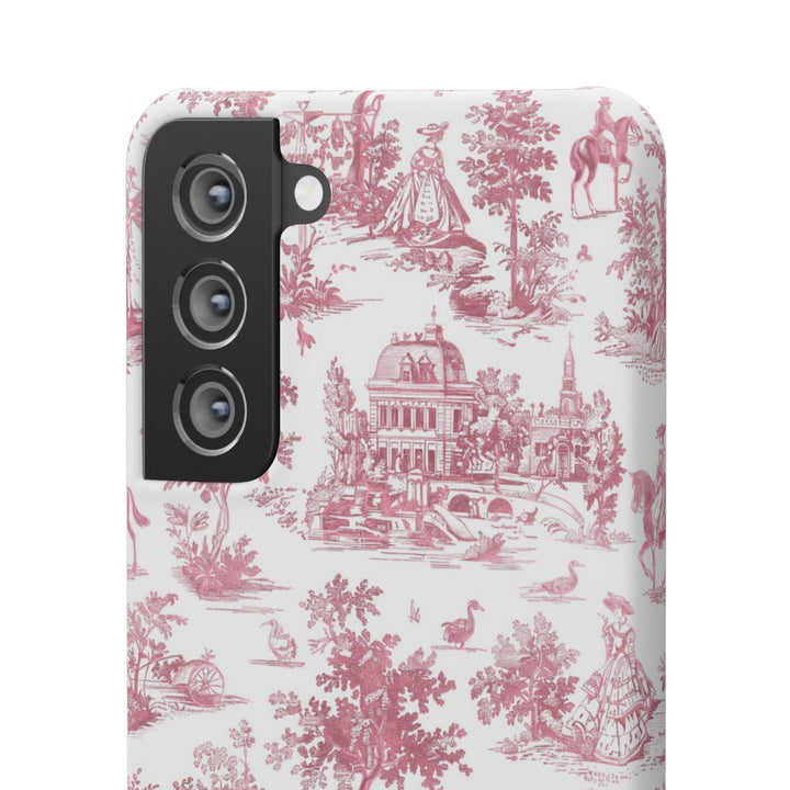 Sleek Snap Pink French Toile Cute Phone Case for iPhone 16 15 14 13 12 11 X Xs Max Xr Pro Plus Samsung Galaxy S24 S23 S22 S21 S20 Note Ultra