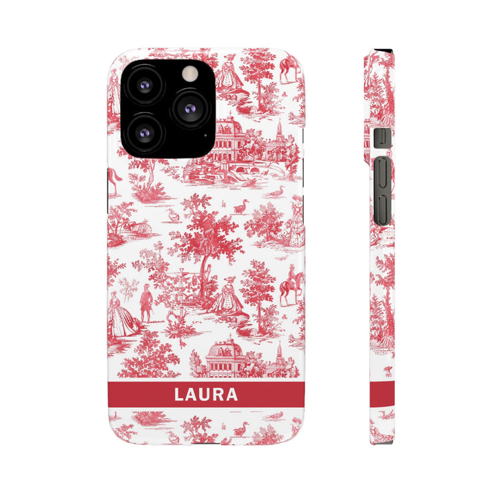 Snap French Toile Personalized Initial Custom Gift for Her Cute Phone Cases for Samsung S24, S23, S22, S21, S20, Plus and Ultra and Iphone, 16, 15, 14, 13, 12, 11. 10 - Studio40ParkLane