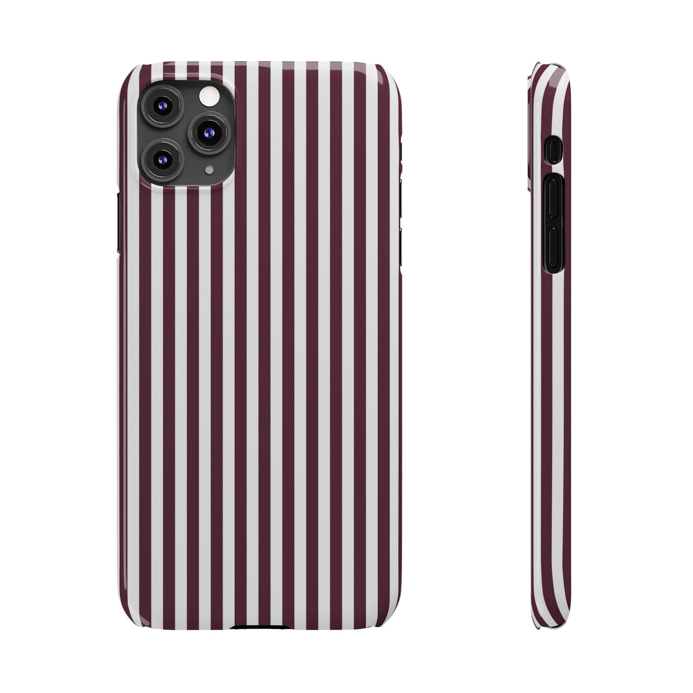 Slim Burgundy Wine Striped Cute Phone Case for Iphone 16 - | iPhone 15 Pro Max Case | iPhone 14 Case Iphone 13 12 11 10 9 8 7 Gift for Her - Studio40ParkLane