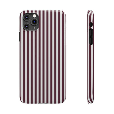 Slim Burgundy Wine Striped Cute Phone Case for Iphone 16 - | iPhone 15 Pro Max Case | iPhone 14 Case Iphone 13 12 11 10 9 8 7 Gift for Her - Studio40ParkLane