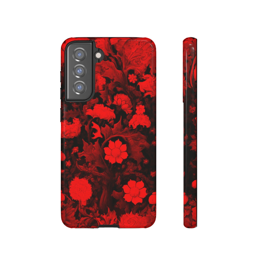 Cute Samsung Phone Case | Aesthetic Samsung Phone Case | Galaxy S23, S22, S21, S20 | Red Flowers, Protective Phone Case - Studio40ParkLane