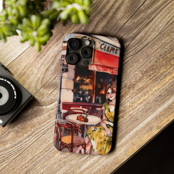 Slim Cute Phone Cases for Iphone - | iPhone 15 Case | iPhone 15 Pro Max Case, Iphone 14 Case, Iphone 14 Pro Max, Iphone 13, Paris Cafe Coffee Croissant - Studio40ParkLane
