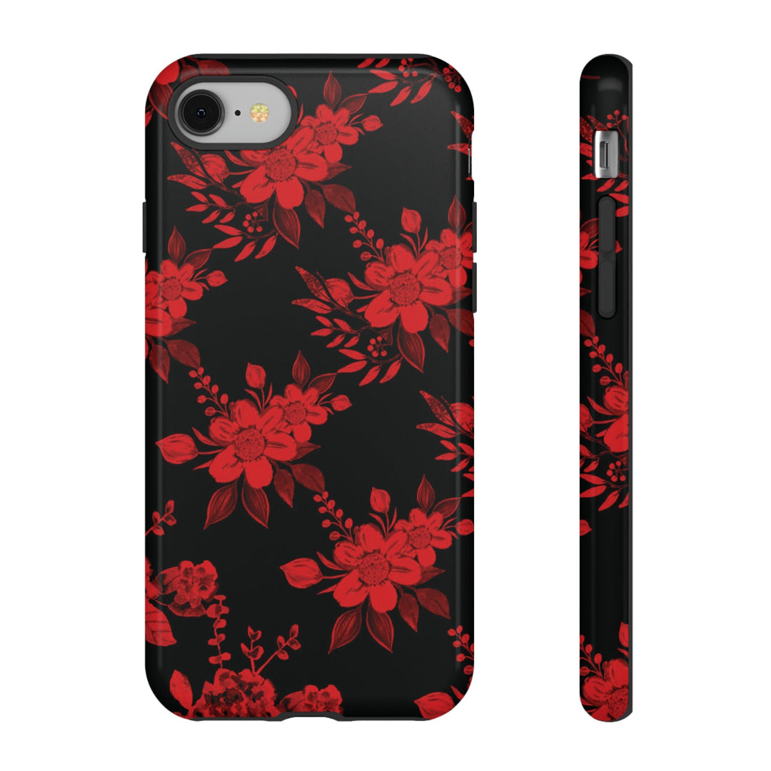Cute IPhone Case | Red Black Flowers, iPhone 15 Case | iPhone 15 Pro Case, Iphone 14 Case, Iphone 14 Pro Max Case, Protective Iphone Case - Studio40ParkLane
