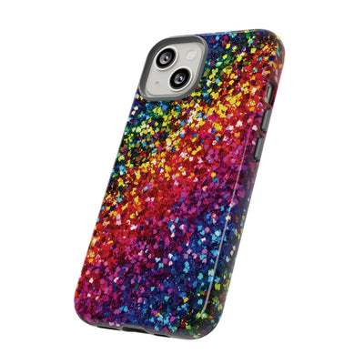 Faux Chic Play on Glitter Effect Cute Phone Case, for IPhone 16 pro Max | Iphone 15, Iphone 14, IPhone 13 Case, 11 8 7, Samsung Galaxy S24, S23, S22, S21, 2 Layer Protection