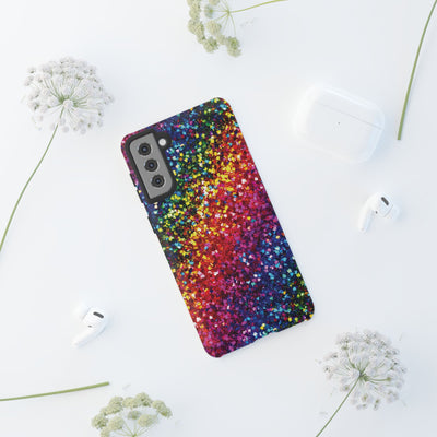 Faux Chic Play on Glitter Effect Cute Phone Case, for IPhone 16 pro Max | Iphone 15, Iphone 14, IPhone 13 Case, 11 8 7, Samsung Galaxy S24, S23, S22, S21, 2 Layer Protection