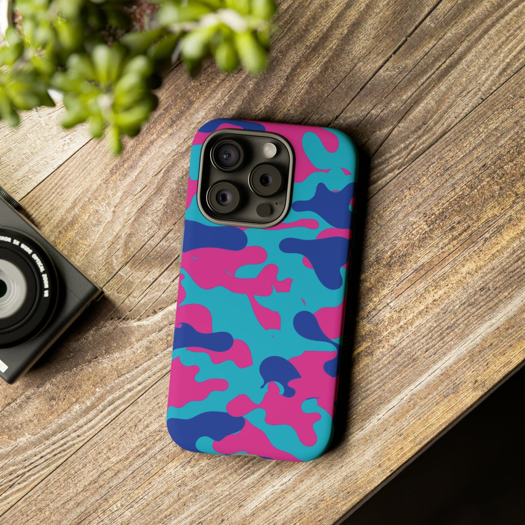 Cute IPhone Case | Blue Pink Camouflage, iPhone 15 Case | iPhone 15 Pro Case, Iphone 14 Case, Iphone 14 Pro Max Case, Protective Iphone Case - Studio40ParkLane