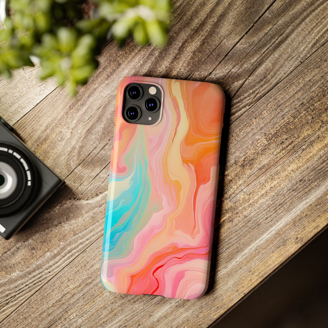 Slim Blue Pink Orange Marbled Cute Phone Cases for Iphone 16 Pro Max | iPhone 15 Case | iPhone 15 Pro Max Case, Iphone 14, Iphone 14 Pro Max, Iphone 13 12 11 8 7 - Studio40ParkLane