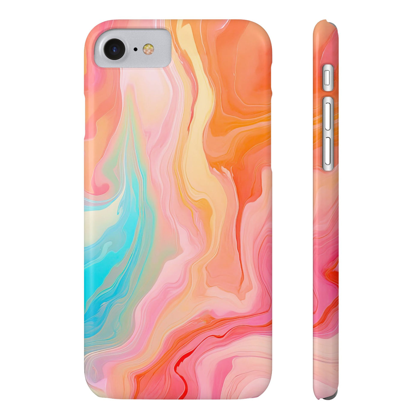 Slim Blue Pink Orange Marbled Cute Phone Cases for Iphone 16 Pro Max | iPhone 15 Case | iPhone 15 Pro Max Case, Iphone 14, Iphone 14 Pro Max, Iphone 13 12 11 8 7