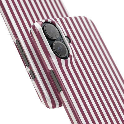Slim Claret Red Striped Cute Phone Case for Iphone 16 - | iPhone 15 Pro Max Case | iPhone 14 Case Iphone 13 12 11 10 9 8 7 XS X Gift for Her - Studio40ParkLane