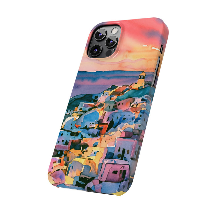 Slim Cute Phone Cases for Iphone | iPhone 15 Case | iPhone 15 Pro Max Case, Iphone 14, Iphone 14 Pro Max, Iphone 13, Colorful Greek House Watercolor - Studio40ParkLane