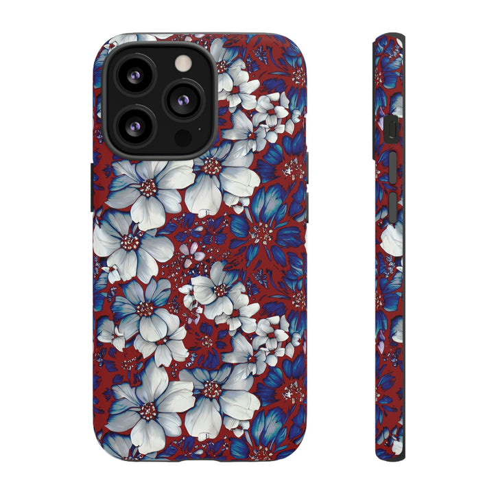 Cute IPhone Case | Red Blue Flowers, iPhone 15 Case | iPhone 15 Pro Case, Iphone 14 Case, Iphone 14 Pro Max Case, Protective Iphone Case - Studio40ParkLane