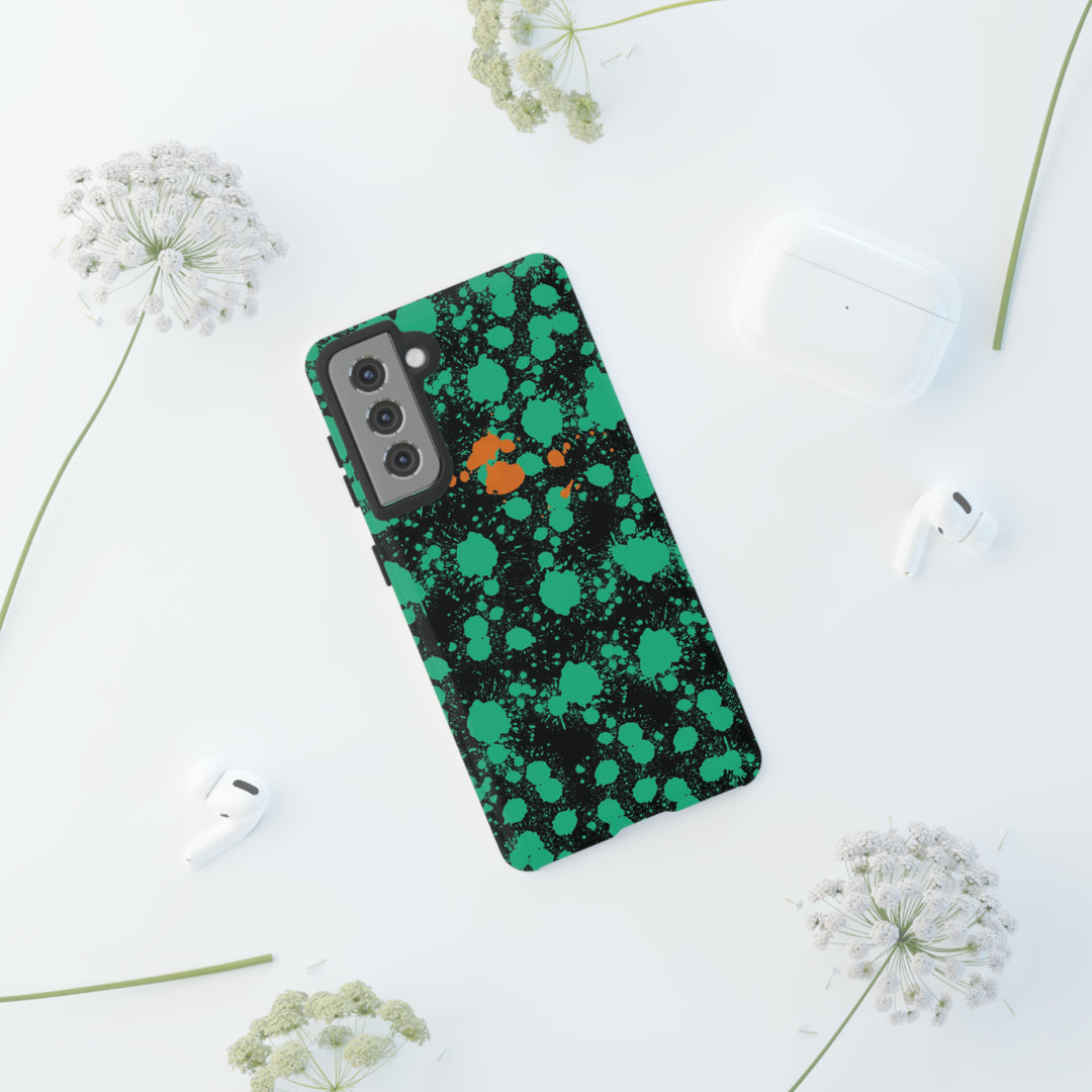 Cute Samsung Phone Case | Aesthetic Samsung Phone Case | Paint Splash Green Orange | Galaxy S23, S22, S21, S20 | Luxury Double Layer | Cool - Studio40ParkLane