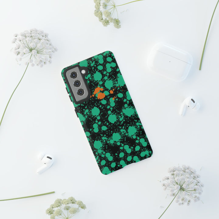 Cute Samsung Phone Case | Aesthetic Samsung Phone Case | Paint Splash Green Orange | Galaxy S23, S22, S21, S20 | Luxury Double Layer | Cool - Studio40ParkLane