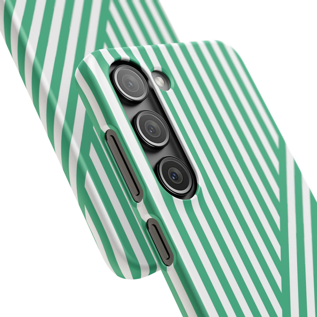 Aesthetic Emerald Stripes Cute Phone Case Sleek Snap - For iPhone 17 Pro Max iPhone 16 Pro iPhone 15 Iphone 14 Plus 13 Pro 12 11 10 Gift
