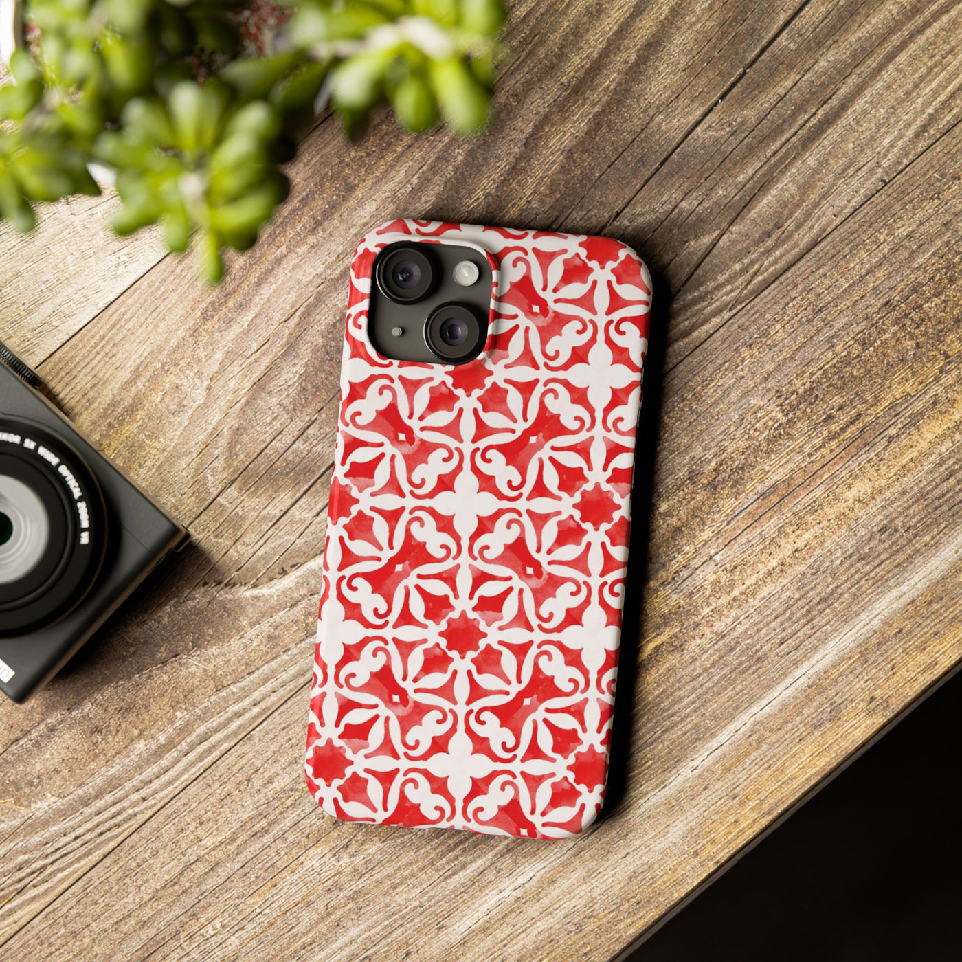 Slim Red Mosaic Gift for Her Cute Phone Cases for Iphone 16 Case | iPhone 15 Case | iPhone 15 Pro Max Case, Iphone 14, Iphone 14 Pro Max, Iphone 13, 12, 11, 10, 8,7