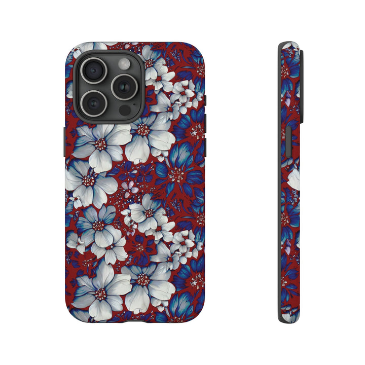 Cute IPhone Case | Red Blue Flowers, iPhone 15 Case | iPhone 15 Pro Case, Iphone 14 Case, Iphone 14 Pro Max Case, Protective Iphone Case - Studio40ParkLane