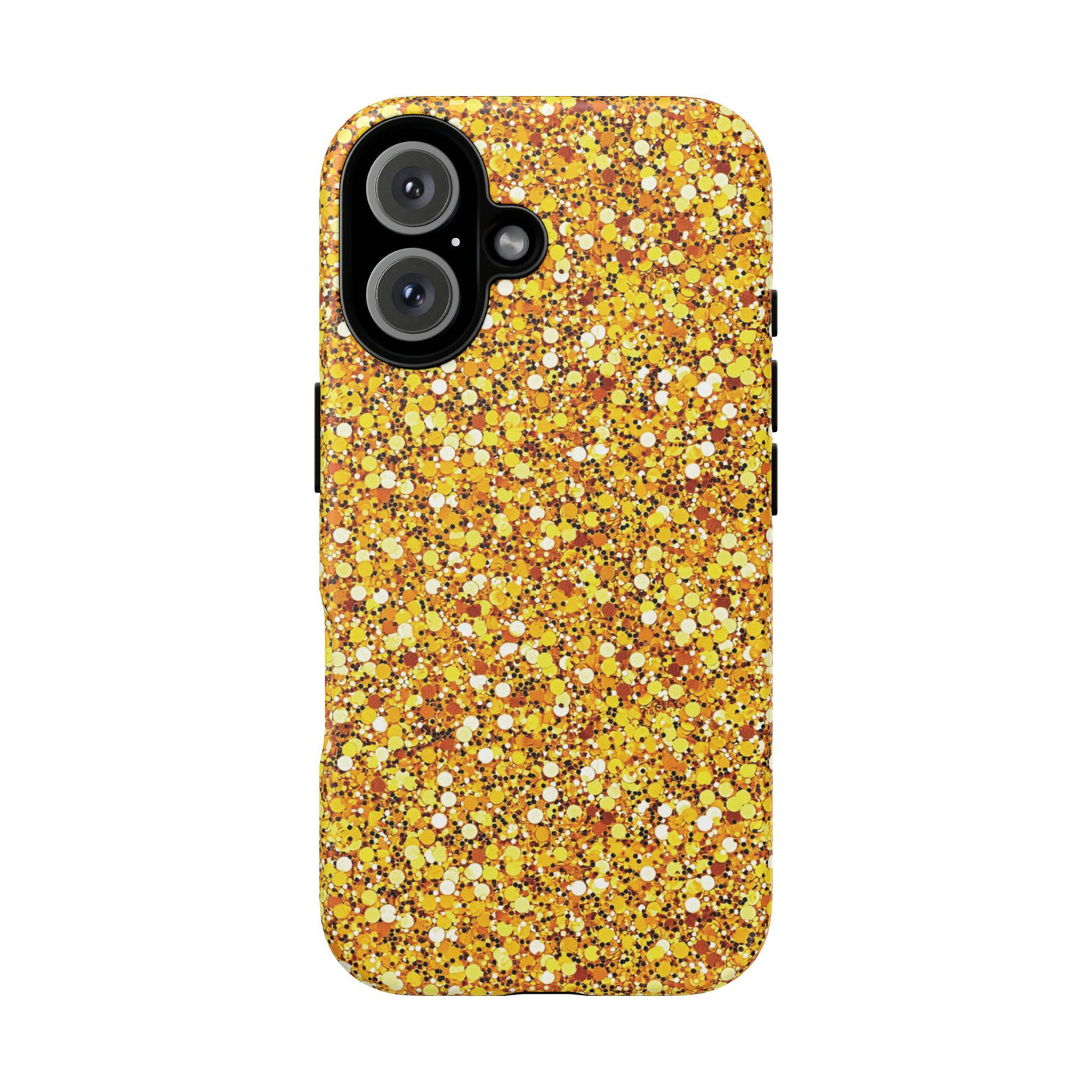 Chic Gold Faux Play on Glitter Effect Cute Phone Case, for IPhone 16 pro Max | Iphone 15, Iphone 14, IPhone 13 Case, 11 8 7, Samsung Galaxy S24, S23, S22, S21, 2 Layer Protection