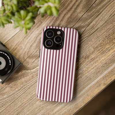 Tough Premium Old Claret Stripes Phone Case Gift for Her - For Apple iPhone 16 Pro Max 16e iPhone 15 Pro iPhone Iphone 14 Plus 13 Pro 12 SE XR - Studio40ParkLane