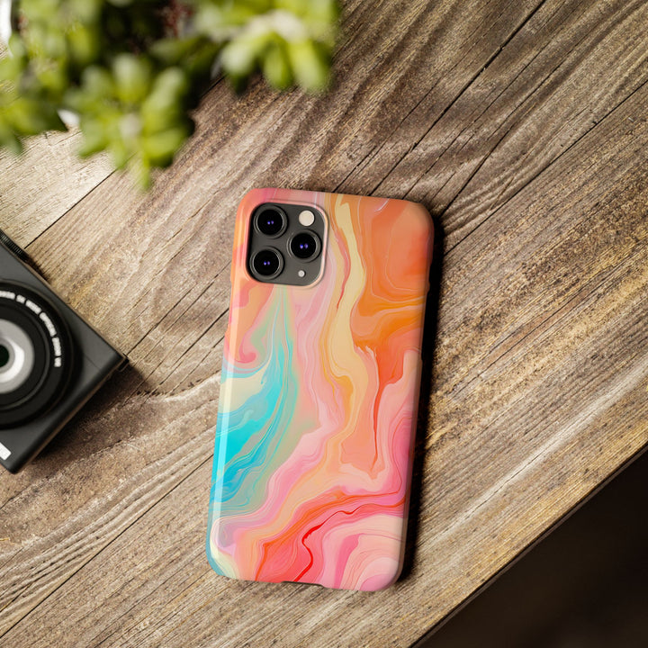 Slim Blue Pink Orange Marbled Cute Phone Cases for Iphone 16 Pro Max | iPhone 15 Case | iPhone 15 Pro Max Case, Iphone 14, Iphone 14 Pro Max, Iphone 13 12 11 8 7 - Studio40ParkLane