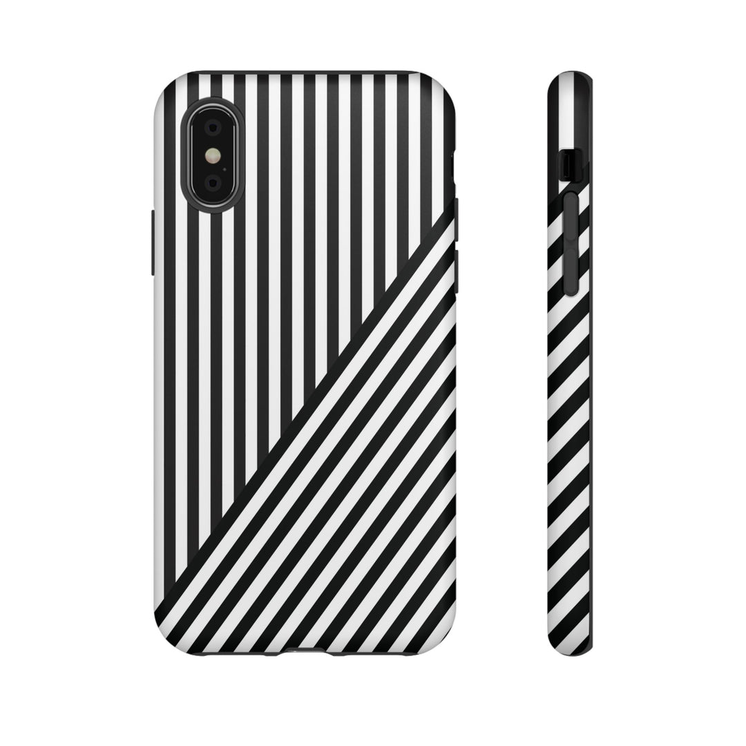 Aesthetic Tough Black White Stripes Phone Case - For iPhone 17 Pro Max iPhone 16 Pro iPhone 15 Iphone 14 Plus 13 Pro 12 11 10 XR - Studio40ParkLane
