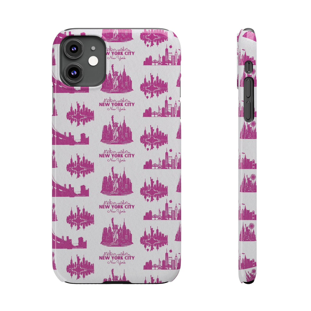 Slim New York Skyline Pink Collage Coquette Gift for Her Cute Phone Cases for Iphone 16 Pro Max | iPhone 15 Case | iPhone 15 Pro Max Case, Iphone 14, Iphone 14 Pro Max, Iphone 13 12 11 8 7 - Studio40ParkLane