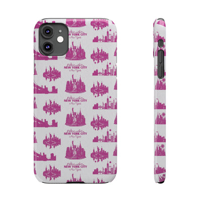 Slim New York Skyline Pink Collage Coquette Gift for Her Cute Phone Cases for Iphone 16 Pro Max | iPhone 15 Case | iPhone 15 Pro Max Case, Iphone 14, Iphone 14 Pro Max, Iphone 13 12 11 8 7