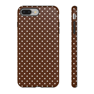 Aesthetic Tough Mocha Brown Polka Dots Premium Phone Case - For iPhone 17 Pro Max iPhone 16 Pro iPhone 15 Iphone 14 Plus 13 Pro 12 11 10 - Studio40ParkLane