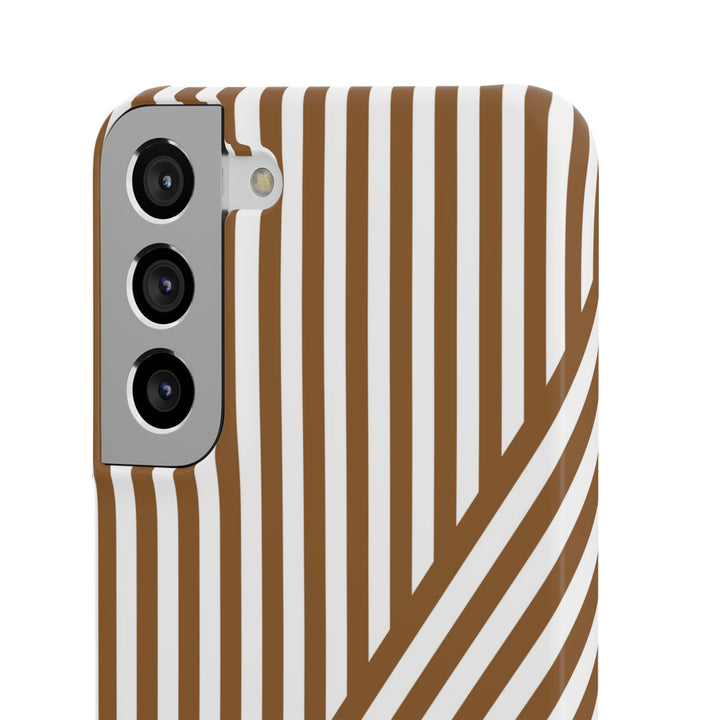 Aesthetic Mocha Brown Stripes Cute Phone Case Sleek Snap - For iPhone 17 Pro Max iPhone 16 Pro iPhone 15 Iphone 14 Plus 13 Pro 12 11 10 Gift - Studio40ParkLane