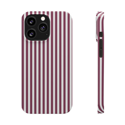 Slim Claret Red Striped Cute Phone Case for Iphone 16 - | iPhone 15 Pro Max Case | iPhone 14 Case Iphone 13 12 11 10 9 8 7 XS X Gift for Her - Studio40ParkLane