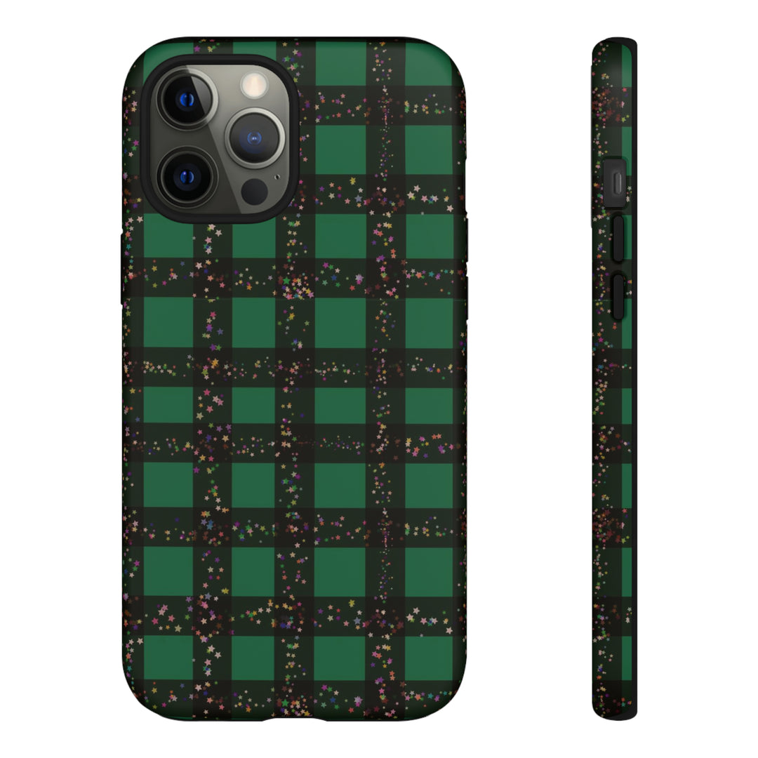 Cute IPhone Case | iPhone 15 Case | iPhone 15 Pro Max Case, Iphone 14 Case, Iphone 14 Pro Max Case IPhone Case for Art Lovers, Green Festive Plaid - Studio40ParkLane