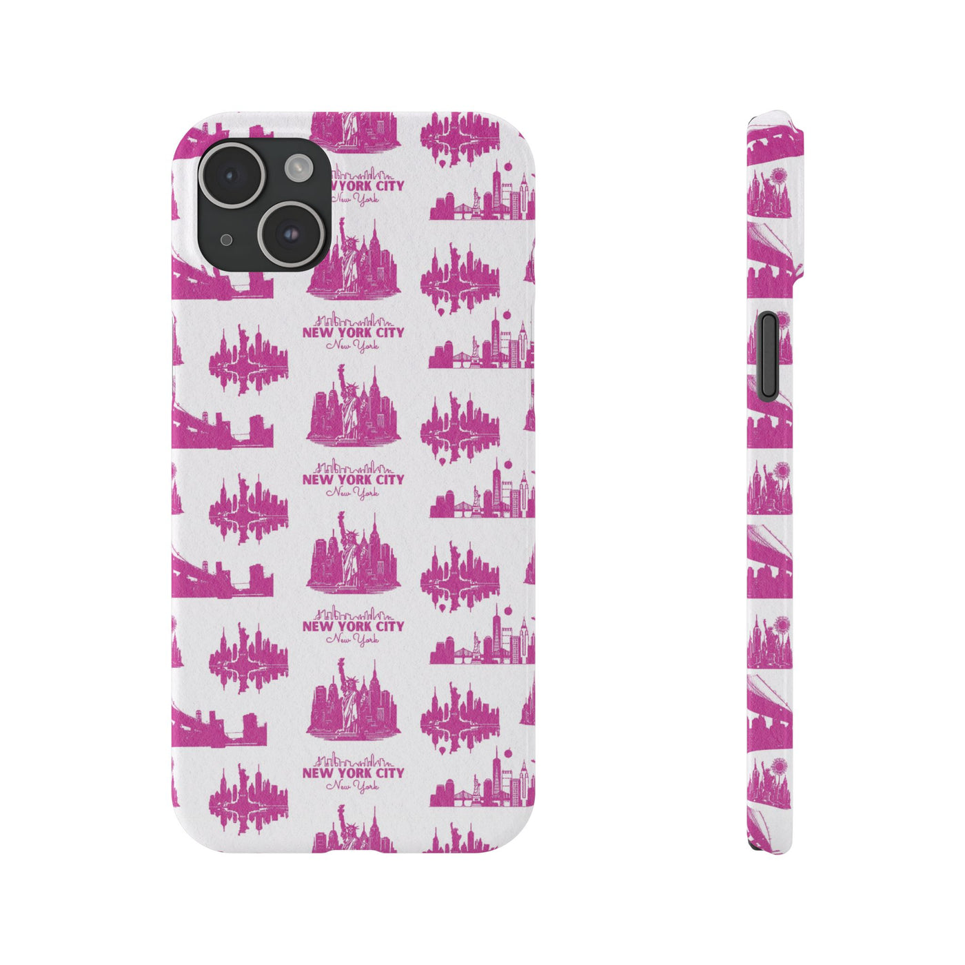 Slim New York Skyline Pink Collage Coquette Gift for Her Cute Phone Cases for Iphone 16 Pro Max | iPhone 15 Case | iPhone 15 Pro Max Case, Iphone 14, Iphone 14 Pro Max, Iphone 13 12 11 8 7