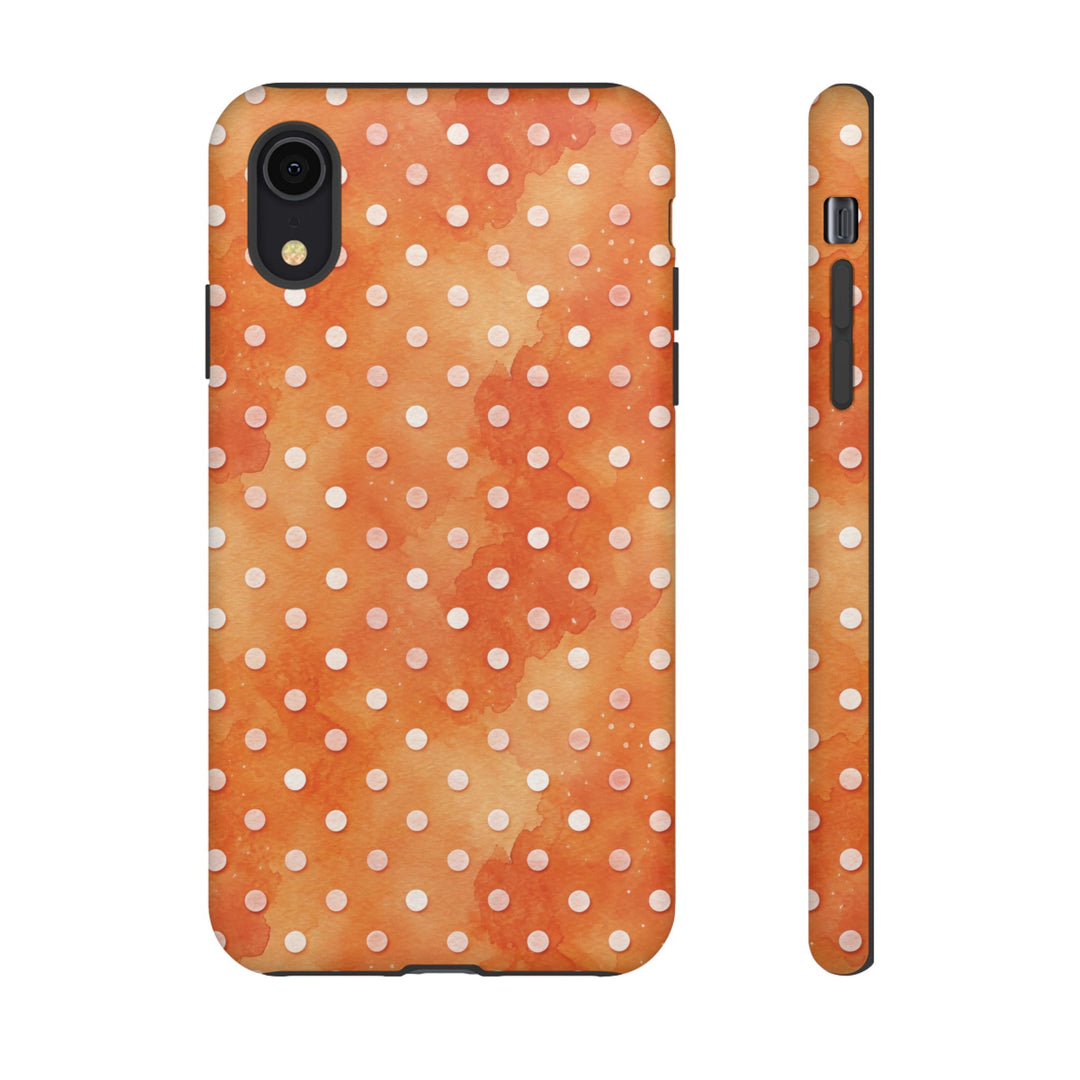 Aesthetic Tough Orange Polka Dots Watercolor Phone Case - For iPhone 17 Pro Max iPhone 16 Pro iPhone 15 Iphone 14 Plus 13 Pro 12 11 10 XR - Studio40ParkLane