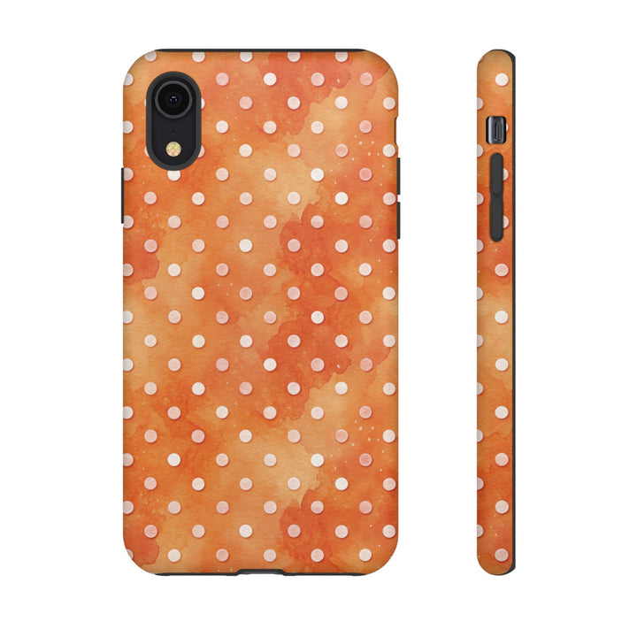 Aesthetic Tough Orange Polka Dots Watercolor Phone Case - For iPhone 17 Pro Max iPhone 16 Pro iPhone 15 Iphone 14 Plus 13 Pro 12 11 10 XR - Studio40ParkLane