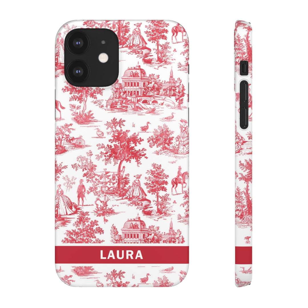 Snap French Toile Personalized Initial Custom Gift for Her Cute Phone Cases for Samsung S24, S23, S22, S21, S20, Plus and Ultra and Iphone, 16, 15, 14, 13, 12, 11. 10 - Studio40ParkLane