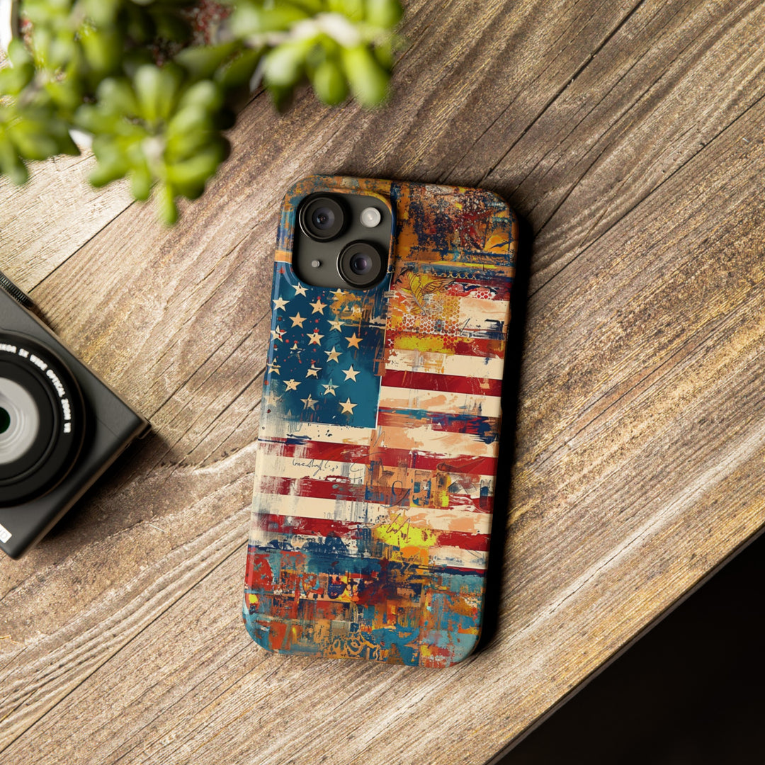 Slim Cute Phone Cases for Iphone | iPhone 15 Case | iPhone 15 Pro Max Case, Iphone 14, Iphone 14 Pro Max, Iphone 13, US Flag Abstract - Studio40ParkLane