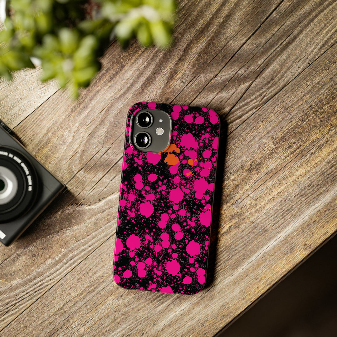 Slim Cute Phone Cases for Iphone - | iPhone 15 Case | iPhone 15 Pro Max Case, Iphone 14 Case, Iphone 14 Pro Max, Iphone 13, Pink Orange Paint Splash - Studio40ParkLane
