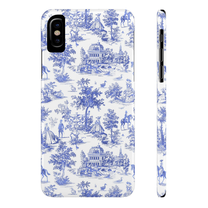 Slim Blue Vintage French Toile Cute Phone Cases for Iphone 16 Pro Max | iPhone 15 Case | iPhone 15 Pro Max Case, Iphone 14, Iphone 14 Pro Max, Iphone 13 12 11 8 7 - Studio40ParkLane