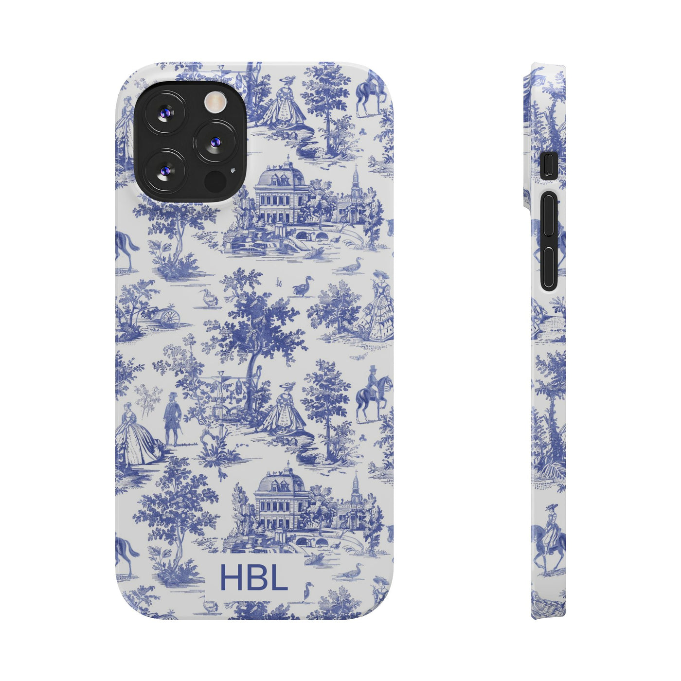 Slim Personalized Slim Blue Vintage French Toile Cute Phone Cases for Iphone 16 Pro Max | iPhone 15 Case | iPhone 15 Pro Max Case, Iphone 14, Iphone 14 Pro Max, Iphone 13 12 11 8 7