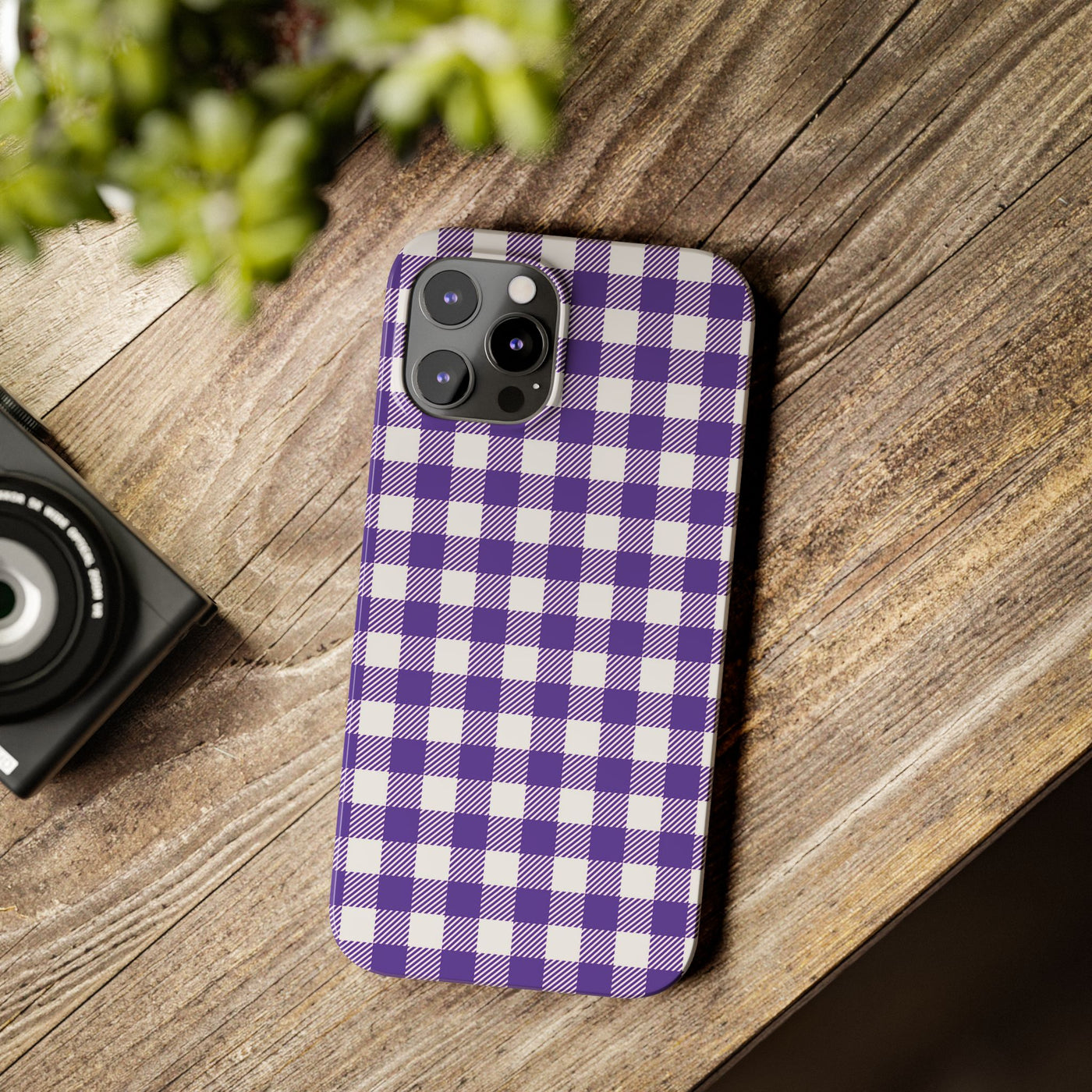 Slim Purple Gingham Gift for Her Cute Phone Cases for Iphone 16 Pro Max | iPhone 15 Case | iPhone 15 Pro Max Case, Iphone 14, 13, 12, 11, 10, 8, 7