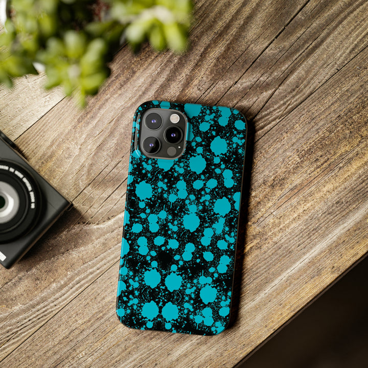 Slim Cute Phone Cases for Iphone - | iPhone 15 Case | iPhone 15 Pro Max Case, Iphone 14 Case, Iphone 14 Pro Max, Iphone 13, Blue Paint Blots Splash - Studio40ParkLane