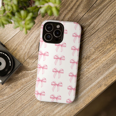 Pink Bows Cute Phone Case, for IPhone 16 Pro Max | Iphone 15, Iphone 14, IPhone 13 Case, 11 8 7, Samsung Galaxy S24, S23, S22, S21, 2 Layer Protection