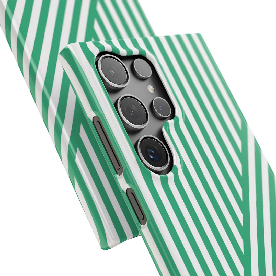 Aesthetic Emerald Stripes Cute Phone Case Sleek Snap - For iPhone 17 Pro Max iPhone 16 Pro iPhone 15 Iphone 14 Plus 13 Pro 12 11 10 Gift