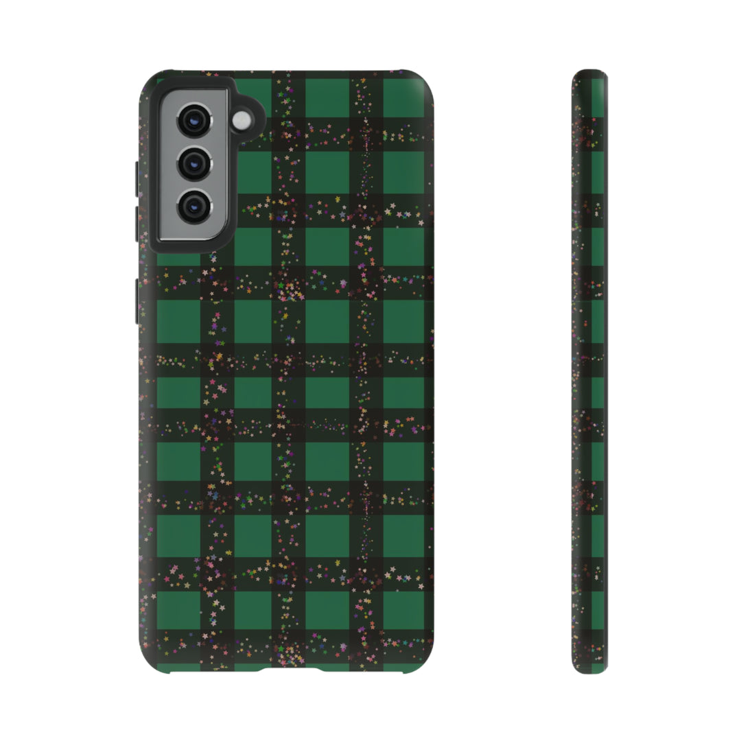 Cute Samsung Phone Cases, Designer Samsung Galaxy S23 Phone Case, Samsung S22 Case, Samsung S21 Case, Samsung S20 Case, Green Festive Plaid - Studio40ParkLane