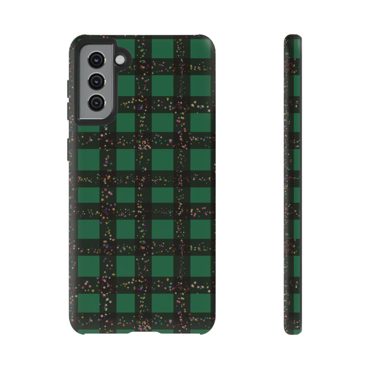 Cute Samsung Phone Cases, Designer Samsung Galaxy S23 Phone Case, Samsung S22 Case, Samsung S21 Case, Samsung S20 Case, Green Festive Plaid - Studio40ParkLane