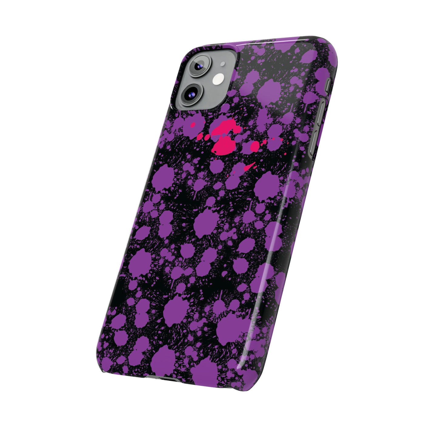 Slim Cute iPhone Cases - | iPhone 15 Case | iPhone 15 Pro Max Case, Iphone 14 Case, Iphone 14 Pro Max, Iphone 13, Purple Pink Paint Blots Splash